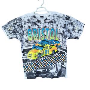 Vintage Bristol Raceway Shirt Mens Large NASCAR Racing 1991 Double Sided AOP
